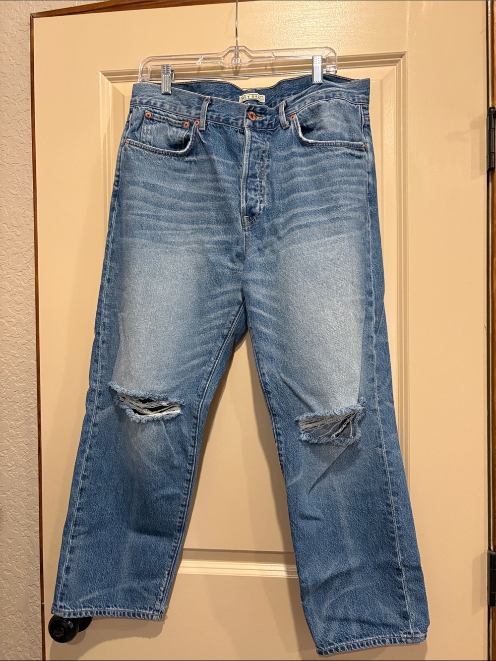 Hey Gang Relaxed Boyfriend Jeans in Light Blue Wash
